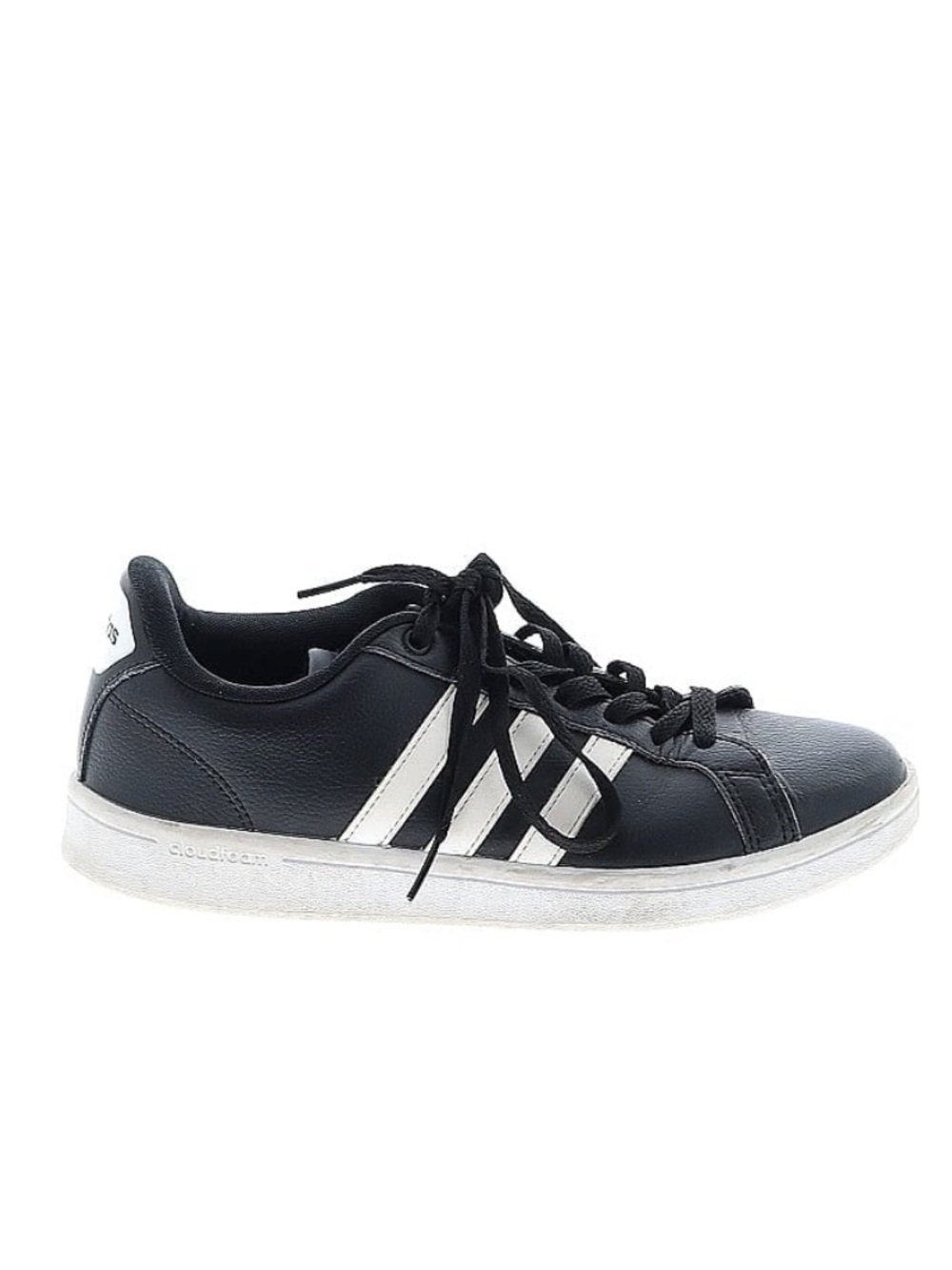 adidas Black Leather Sneakers with White Three Stripes